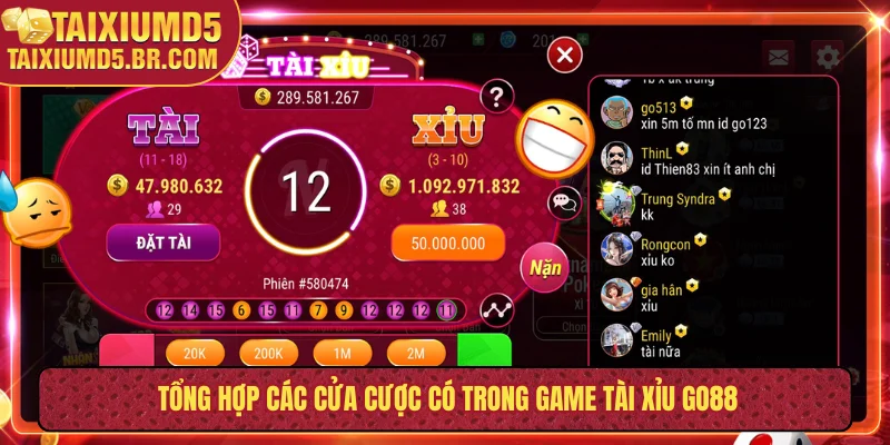 Tổng hợp các cửa cược có trong game tài xỉu Go88